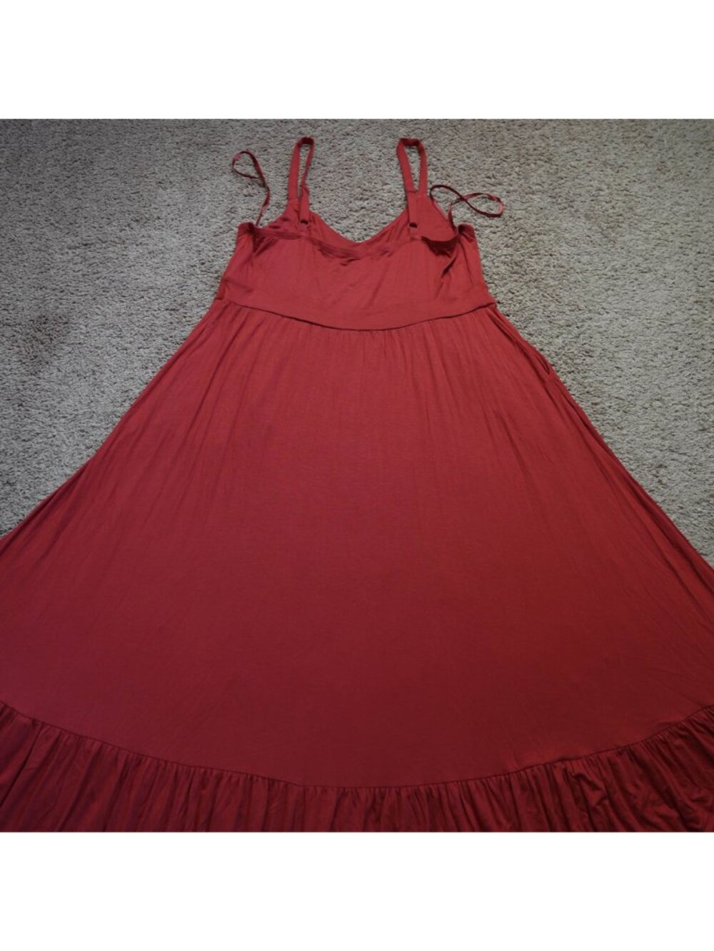 Torrid Maxi Dress Womens 1 Red Babydoll Ruffle Hem Flowy Boho Adjustable Straps - Picture 9 of 10